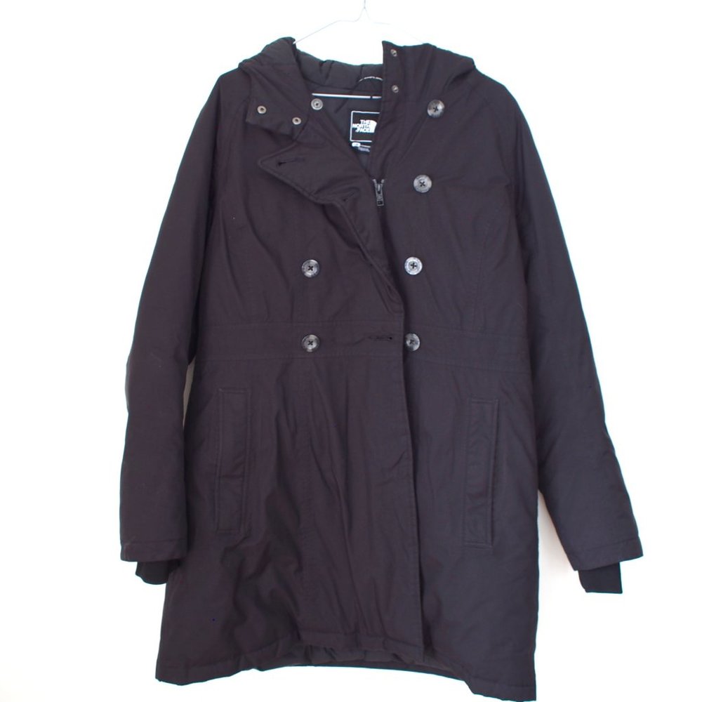 The North Face black double breasted down winter coat parka with hood